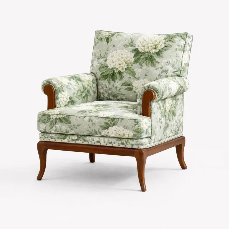 Yasumi Teak Wood & Velvet Upholstered Lounge Chair media 4