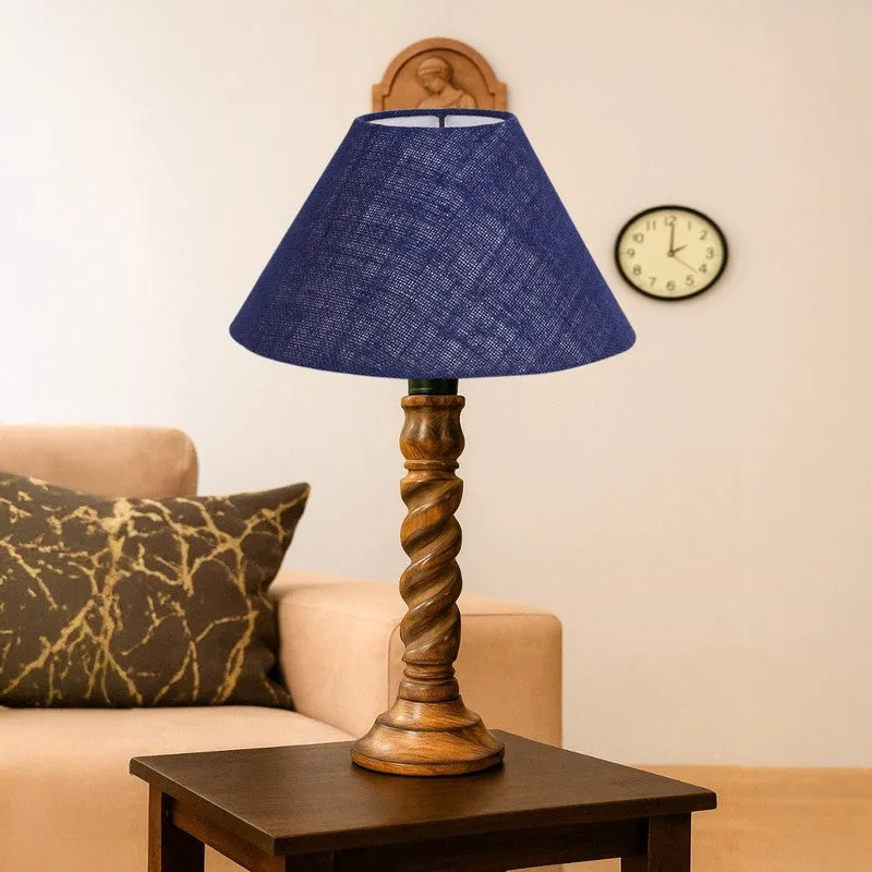 Elvane Velin Wooden Table Lamp - Blue media 4
