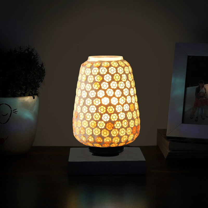 Prismyre Glass Table Lamp With Wooden Base - Multicolor