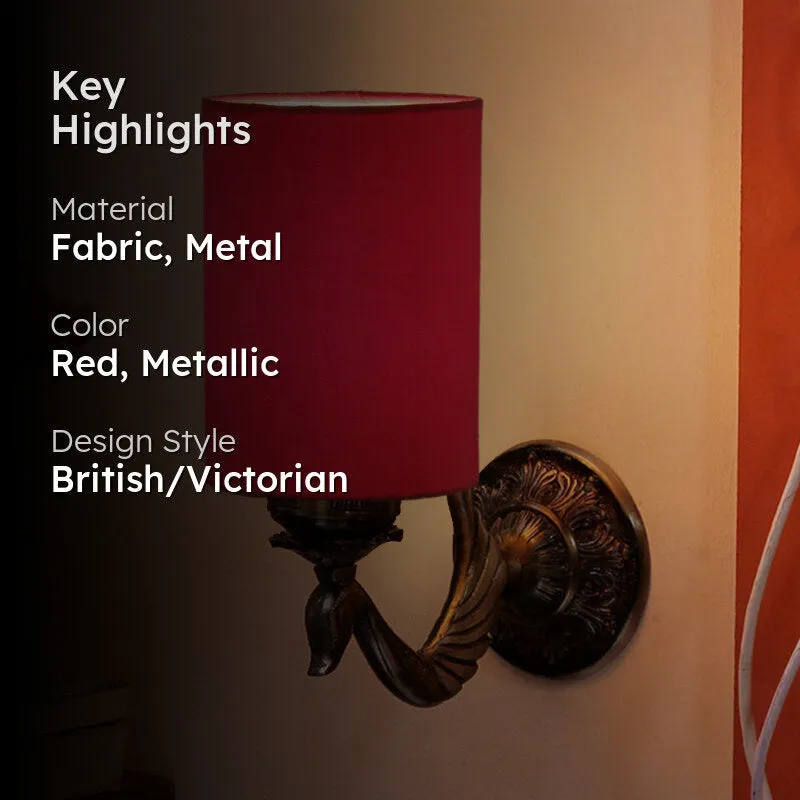 Amro Retro Cylindrical Fabric & Metal Wall Lamp - Red media 2