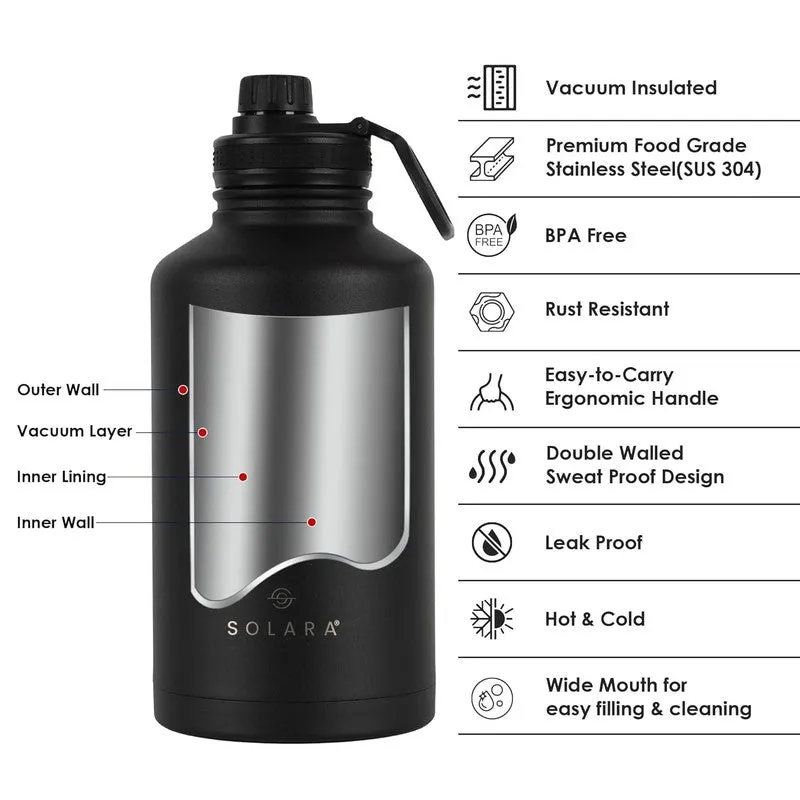 Solara Insulated Stainless Steel Bottle (2000 mL) - Black media 4