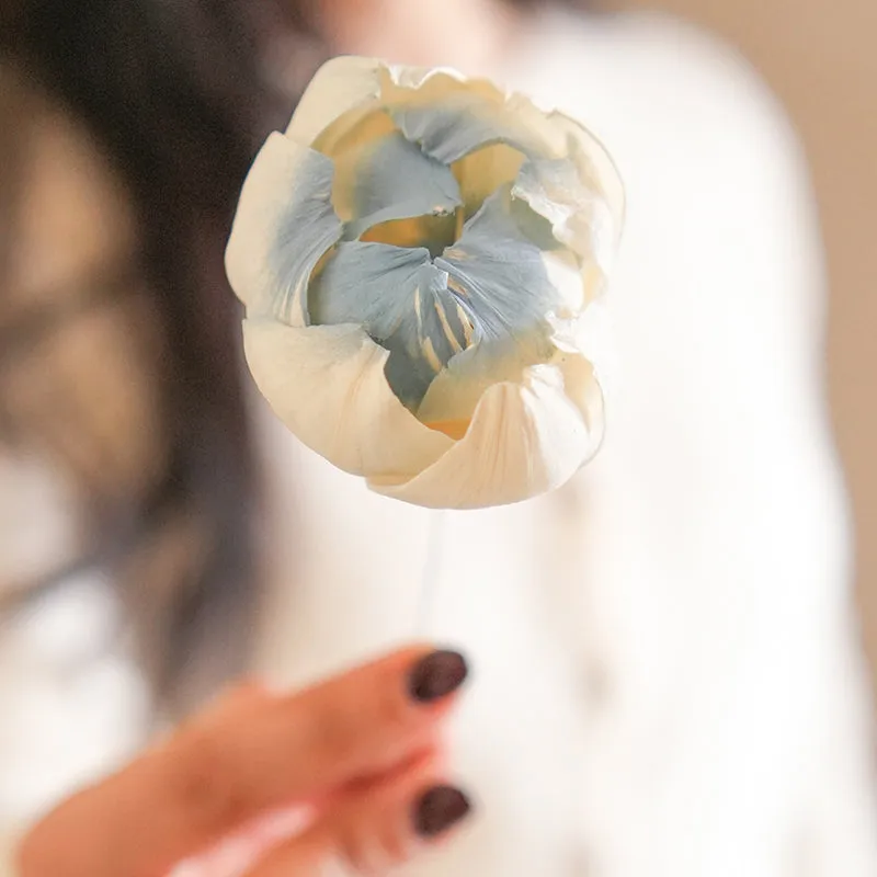 Artificial Peony Blooms Flower Stem (Blue) - Set Of Five media 3