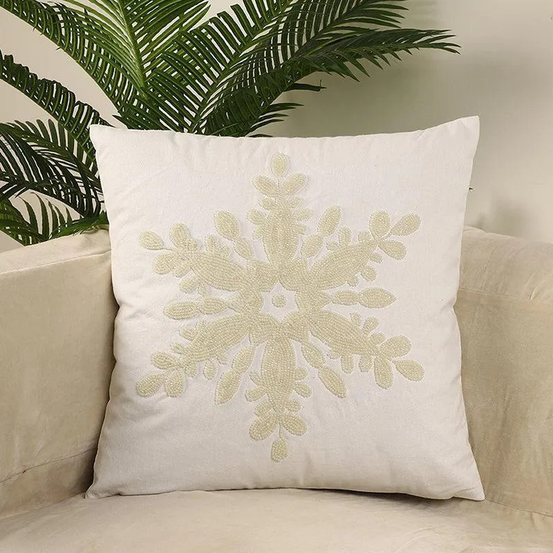 Snowflake Charm Cotton Cushion Cover - Grey media 1