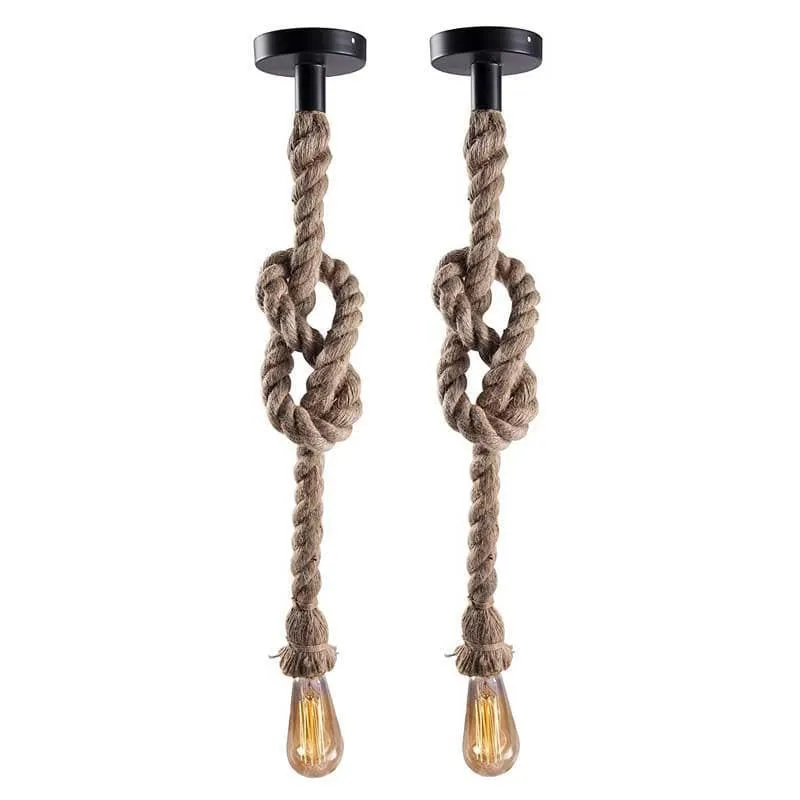 Knotty Rope Jute Ceiling Lamp - Set Of Two media 3