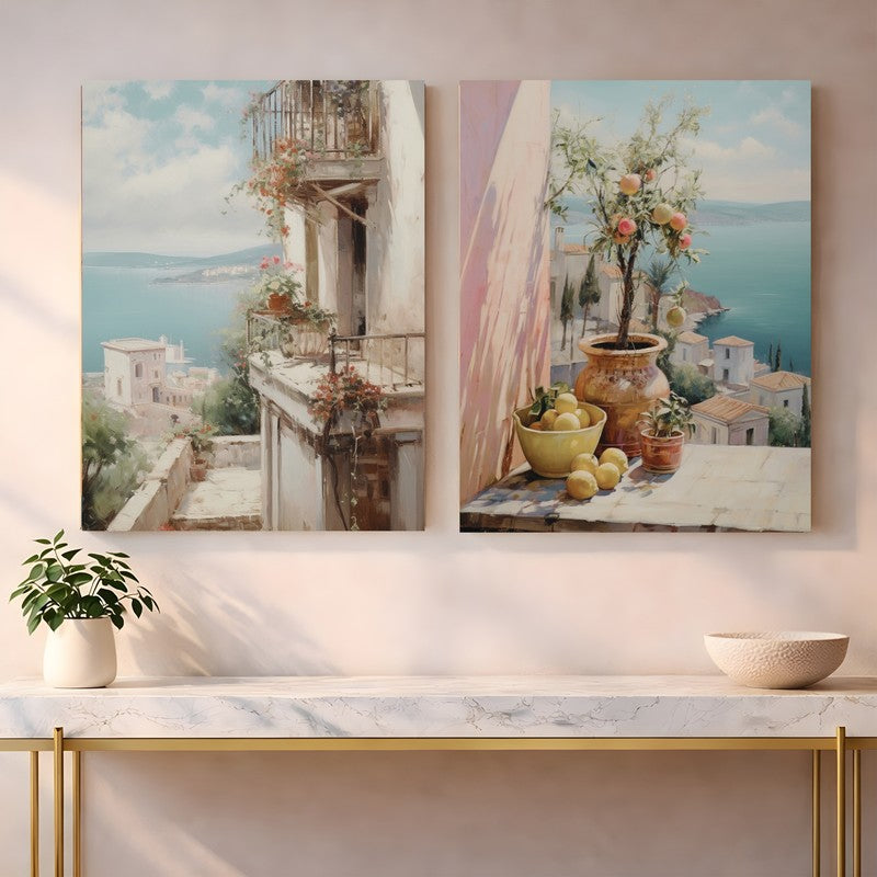 Balcony Bloom Canvas Wall Art - Set of Two
