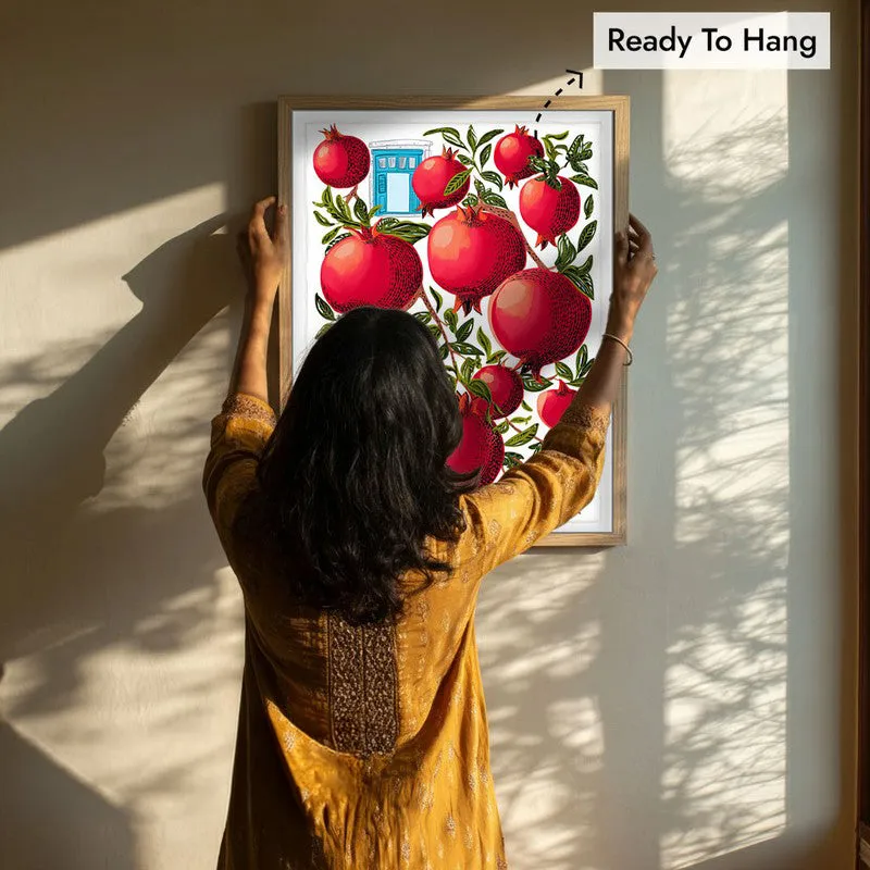 Pomegranate Canvas Wall Painting - Brown Frame media 8