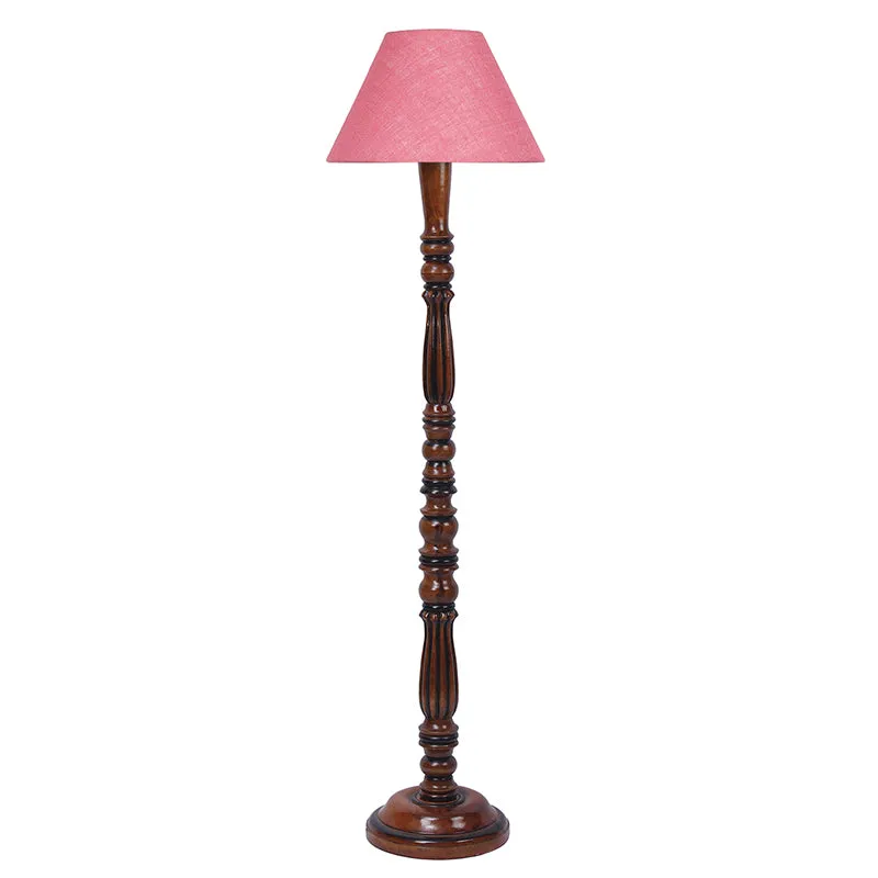 Tira Vintage Wooden Floor Lamp With Jute Shade - Pink media 4