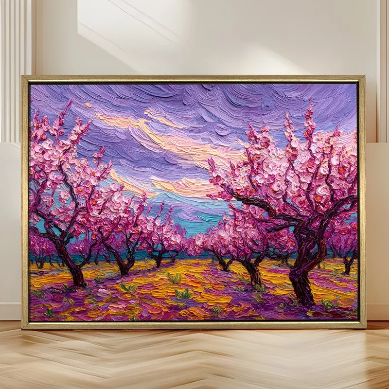 Blush Meadow Canvas Wall Painting With Frame media 4