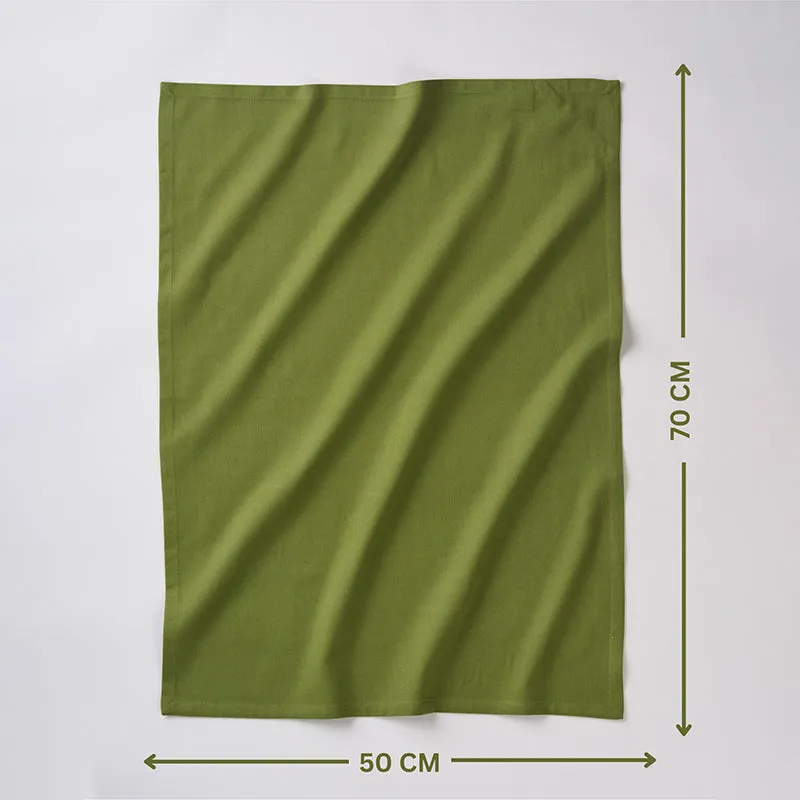 Sophistitch Solid Cotton Kitchen Towel (Olive Green) - Set Of Two media 5