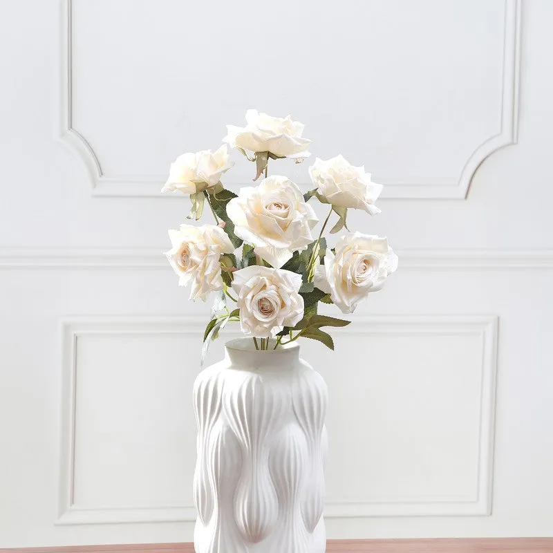 Floraura Rose Fabric Artificial Flower - White media 3
