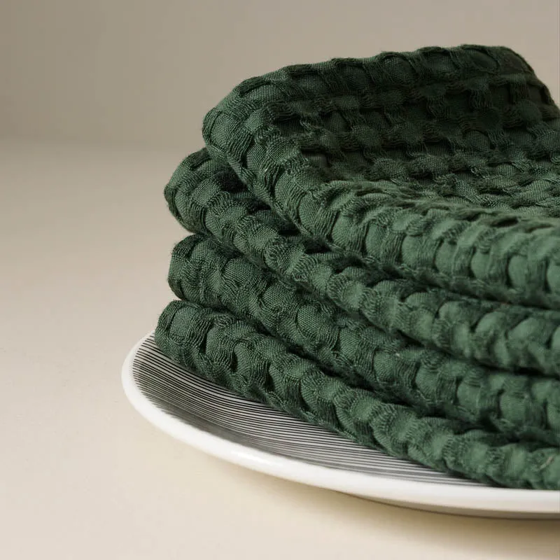Cloud Soft Waffle Face Towel (Green) - Set Of Four media 3