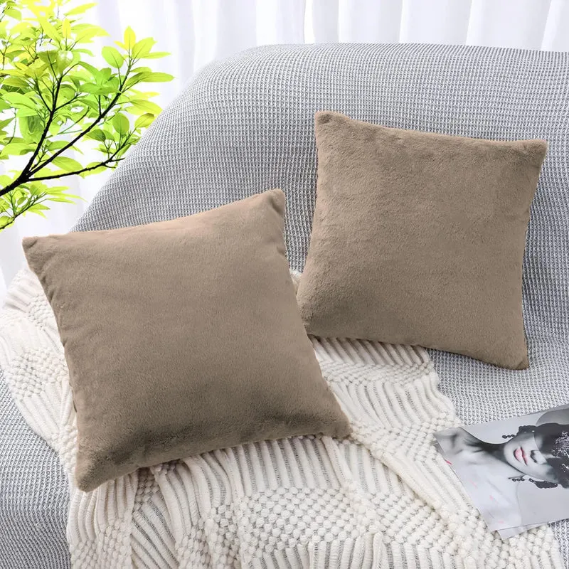 Fur Dual Cushion Cover Set (Taupe) - Set Of Two media 3