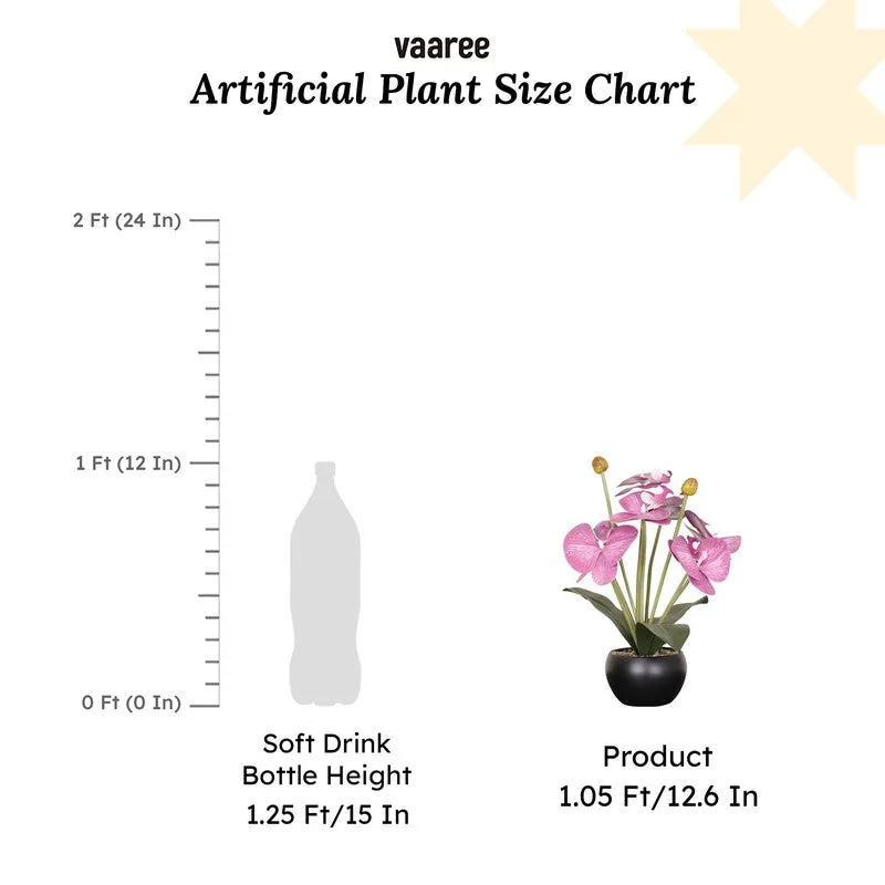 Artificial Orchid Flower Plant With Metal Pot (Dark Purple) - 1 Feet media 7