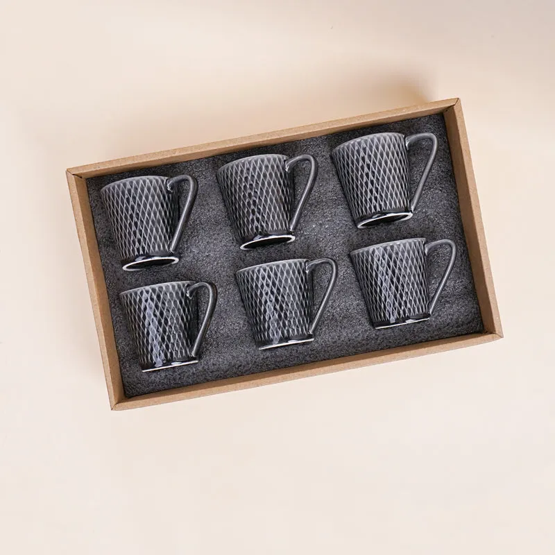 Bruna Porcelain Tea Cup (180 mL Each)/Black)- Set of Six media 5