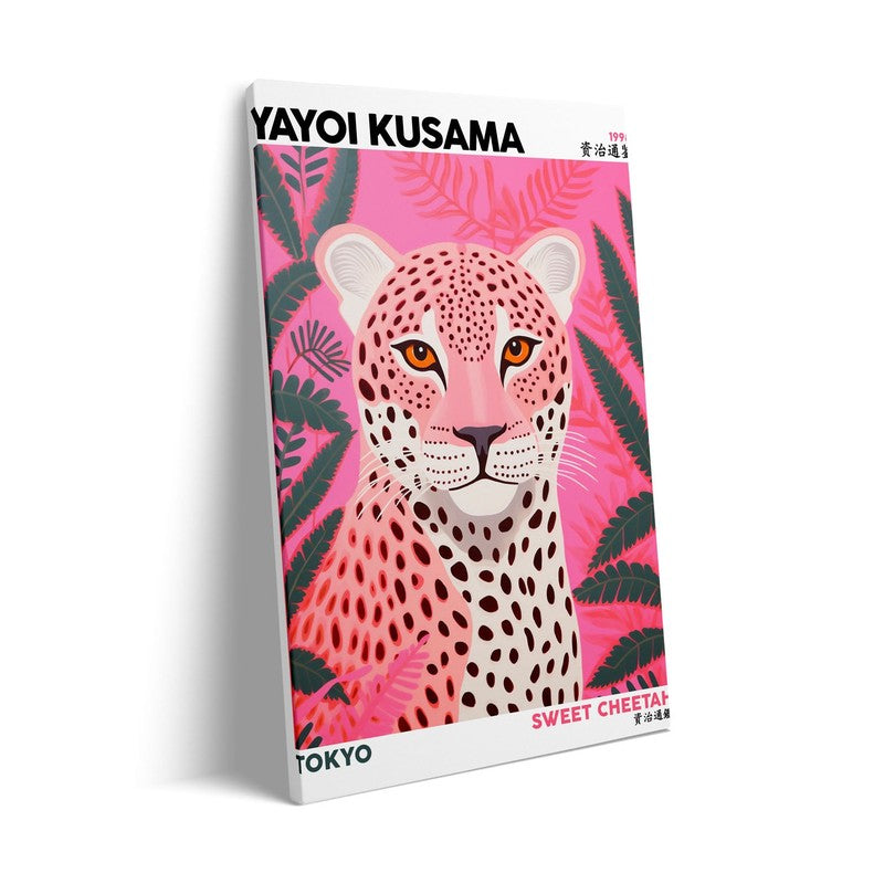 Sweet Cheetah Inspired by Yayoi Kusama Archival Canvas Wall Art - Black Frame media 7