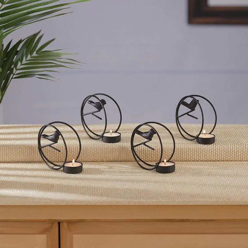 Alaiza Chirp Tealight Candle Holder (Black) - Set Of Four media 1