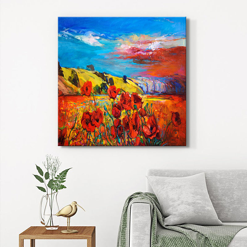 Countryside Red Poppies Wall Painting