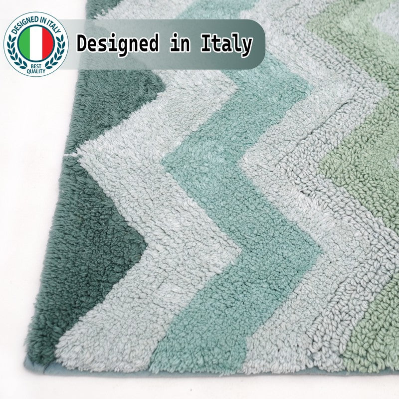 Steplyn Chevron Cotton Bath Mat - Green media 6
