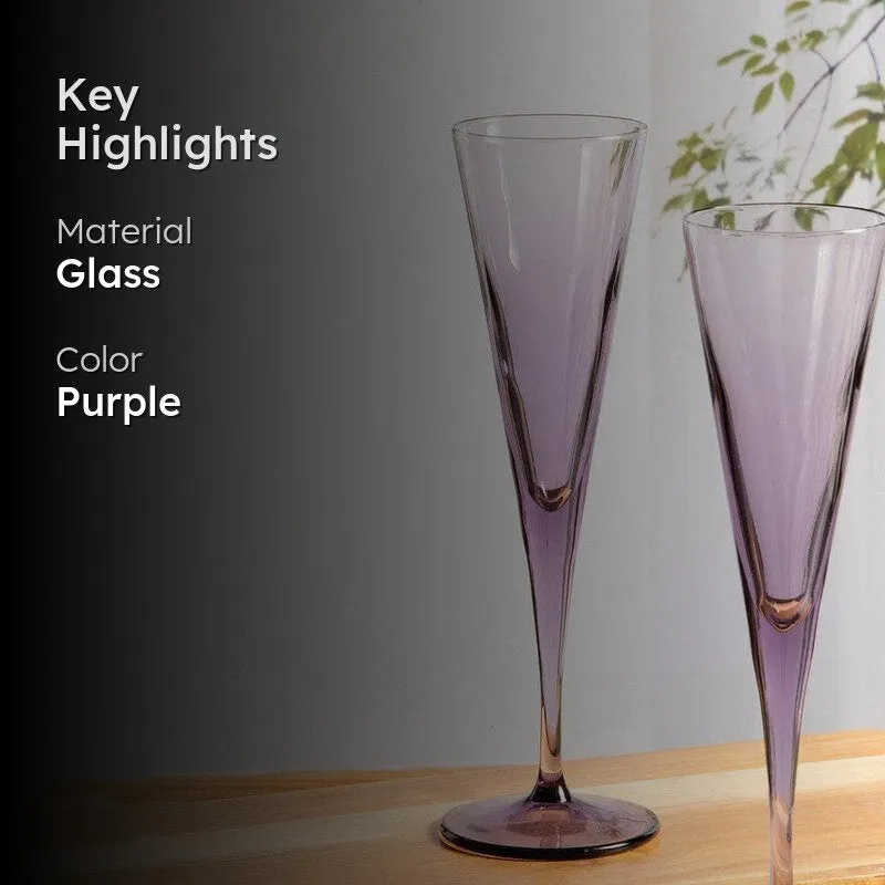 Pasabahce Twig Drop Purple Flute Glasses (150 ML) - Set Of Six media 2
