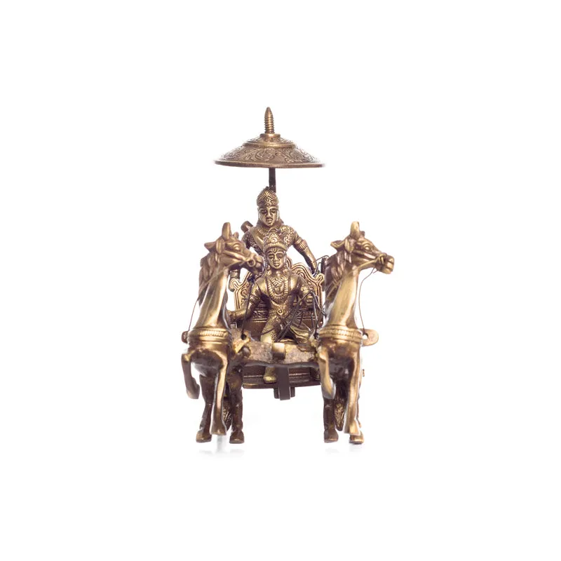 Mahabharatha Brass Krishna Arjuna Showpiece media 5
