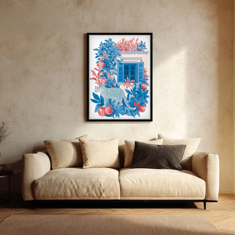 Mediterranean Blues Canvas Wall Painting - Black Frame media 1