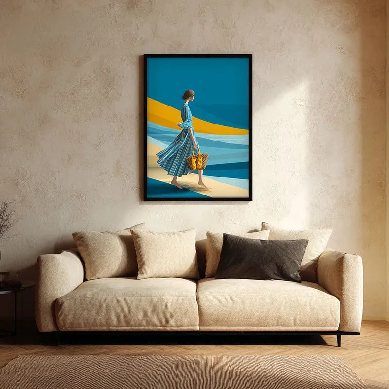 Ocean Air Canvas Wall Painting - Black Frame media 1