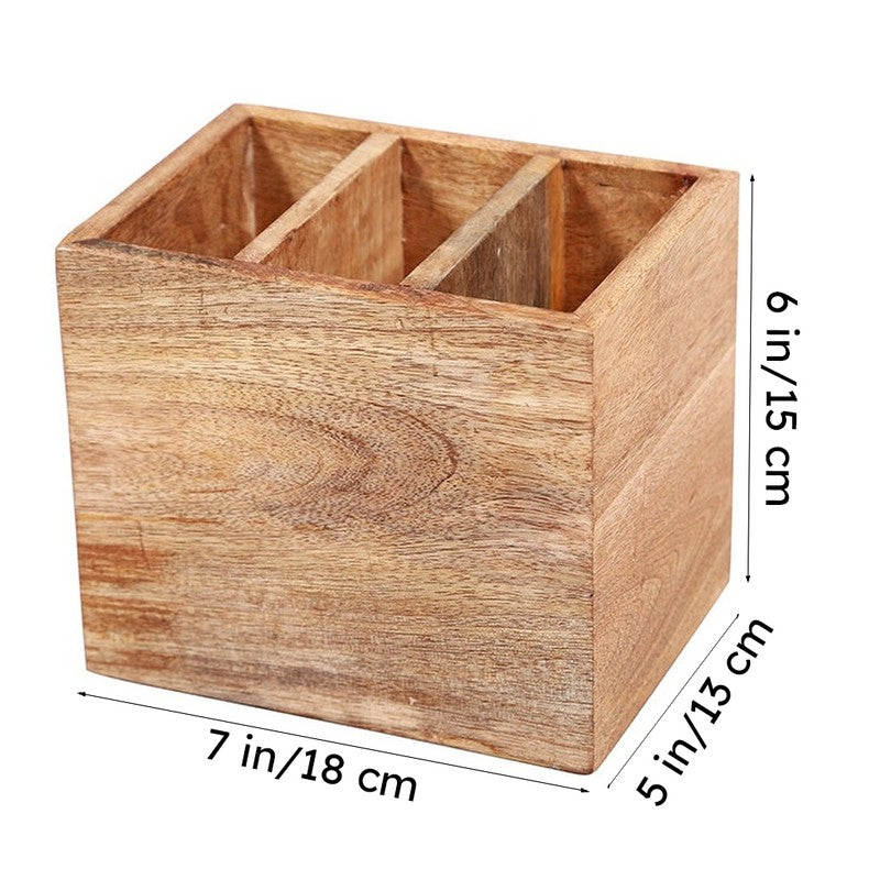 Caddy Lock Mango Wood Cutlery Stand media 5