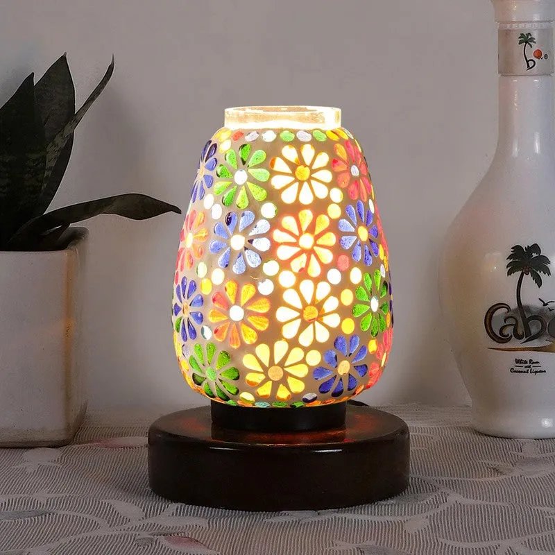 Flarewin Glass Table Lamp With Wooden Base - Multicolor media 3