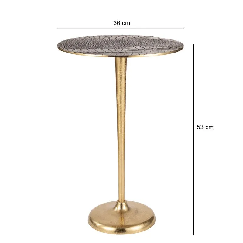 Textured Top Pedestal TableAluminum Side Table - Gold media 6