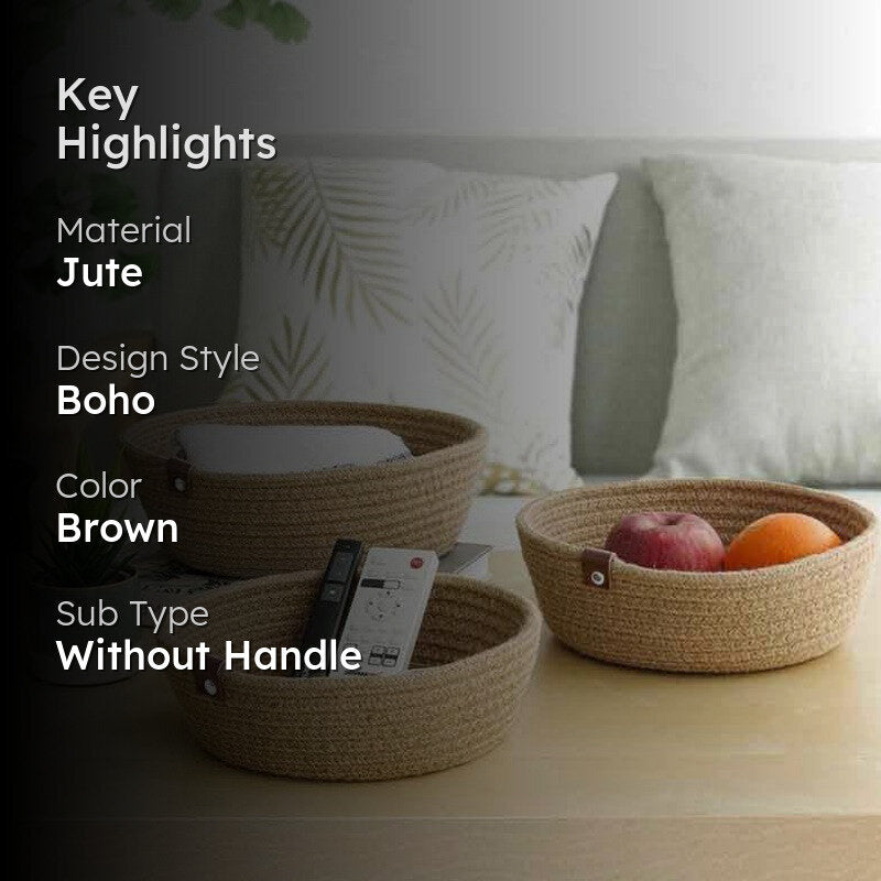 Latte Jute Storage Basket - Set Of Three media 2