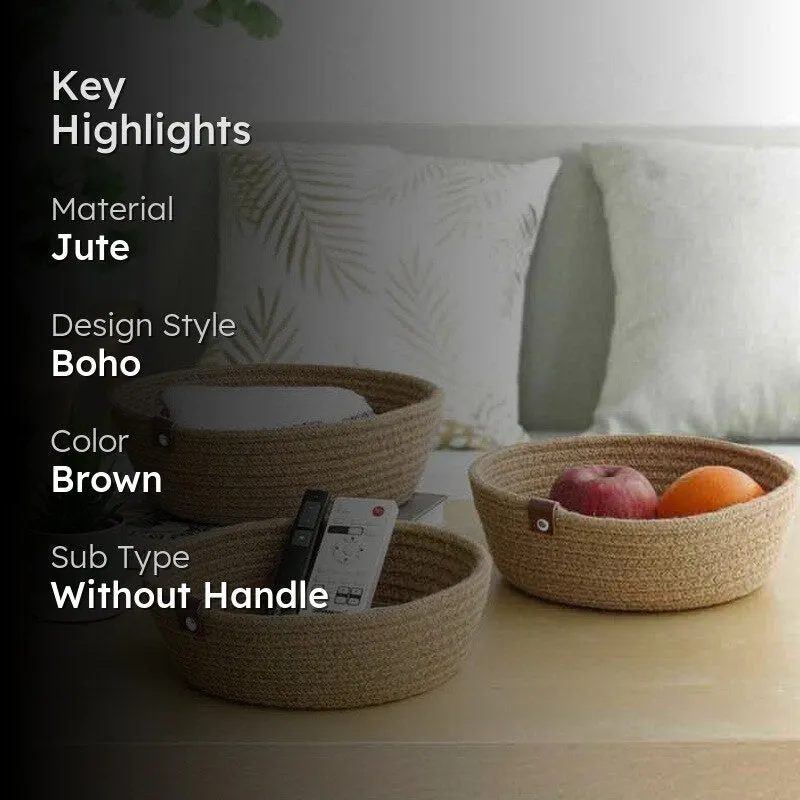 Latte Jute Storage Basket - Set Of Three media 2