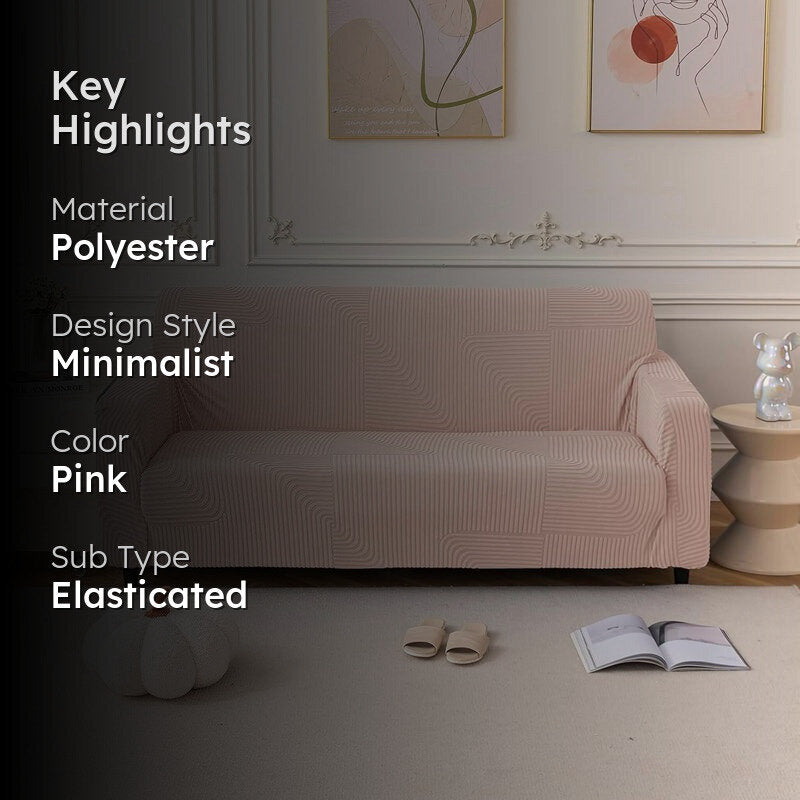 PlushHue Jacquard Sofa Cover - Pink media 2