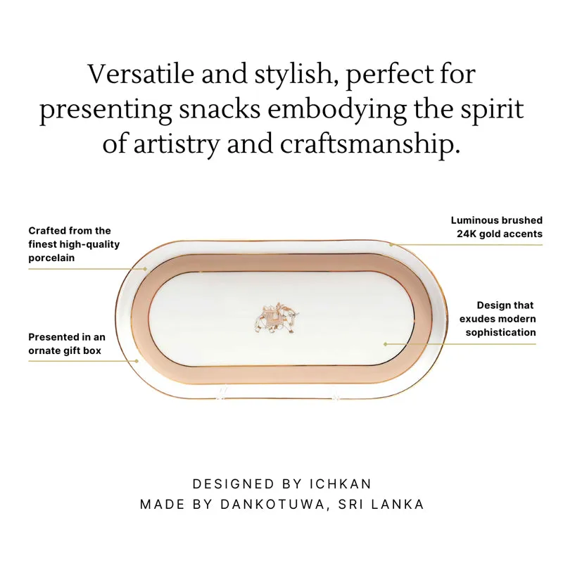 Gilded Legacy Oval Porcelain Platter - Peach media 4