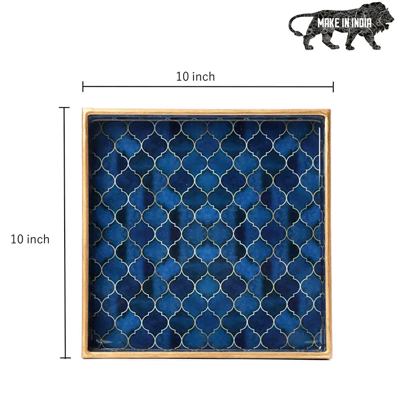 Medina Blue Serving Tray With Coaster - Eight Piece Set media 8