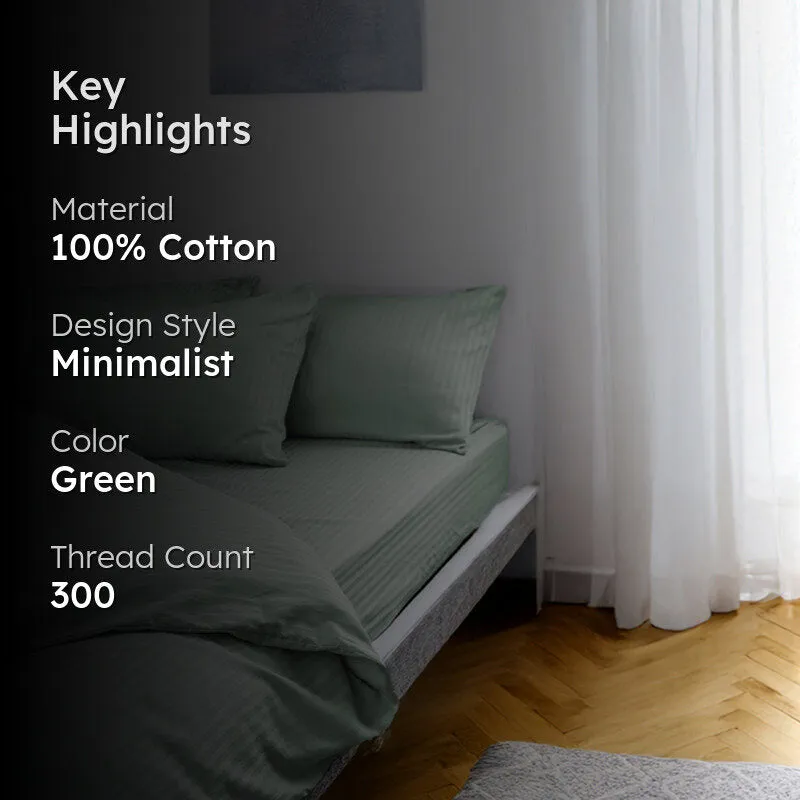 Stripe Charm Cotton Duvet Cover - Sage media 2