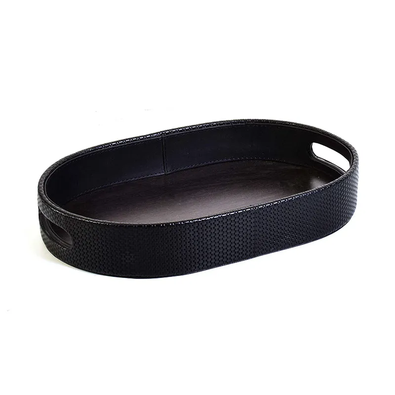 Tishue Faux Leather Serving Tray (Black) - Set Of Two media 6