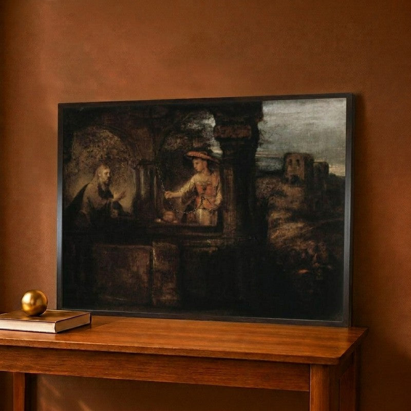 Christ And The Woman Of Samaria 1659 Canvas Wall Painting - 12 x 9 Inches