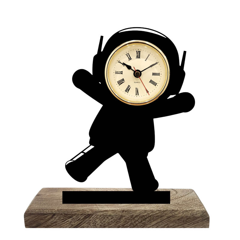 Zero Gravity Iron & Mango Wood Table Clock media 3