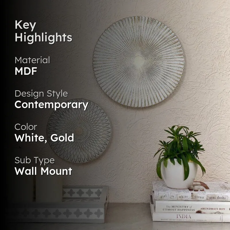 Sinoya Decorative MDF Wall Plates (White) - Set Of Two media 2