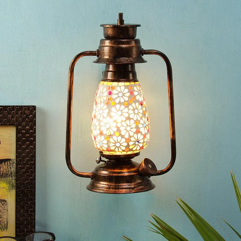 Admya Mosaic Lantern Iron Wall Lamp - Copper media 6