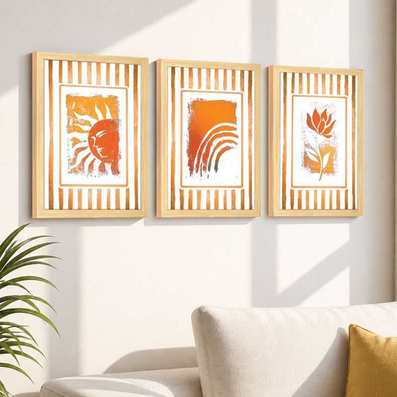 Saffron Bloom Wall Art - Set Of Three