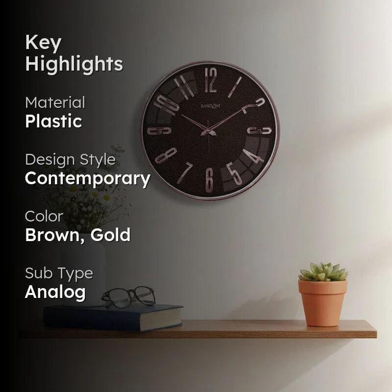 Elite Regal Numeric Plastic Wall Clock - Rose Gold & Brown media 2