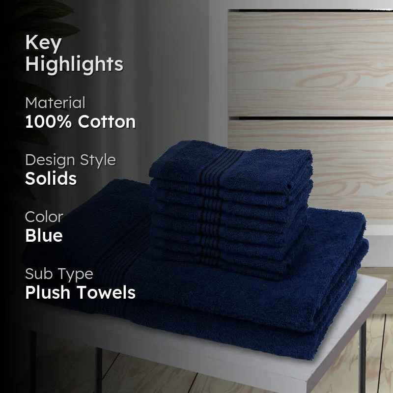 Comfora Bath & Face Towel Set (Blue) - Ten Piece Set media 2
