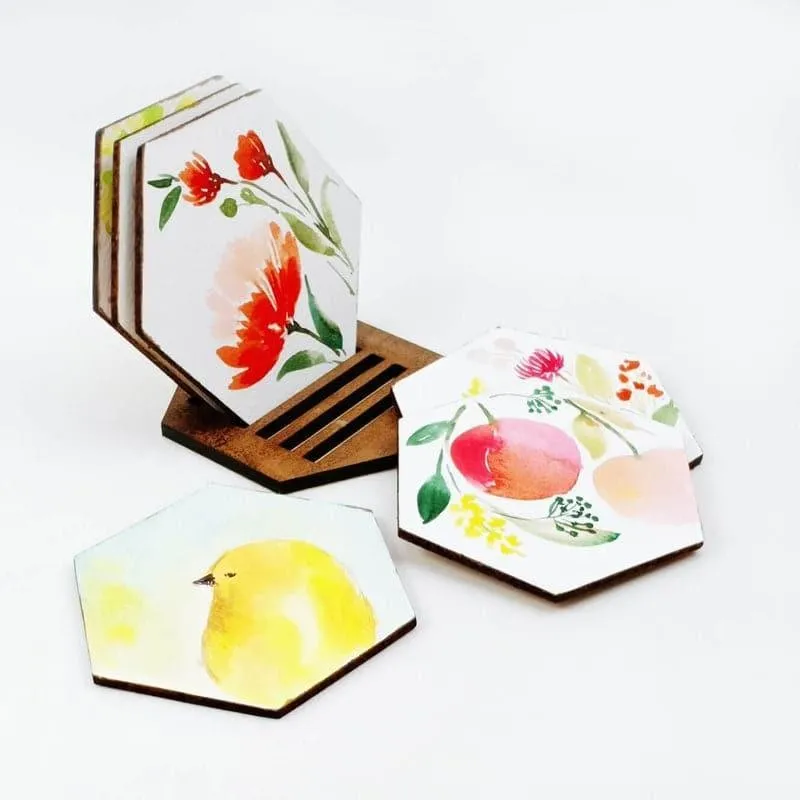 Xeno Flora Handpainted Coaster - Set Of Six media 1