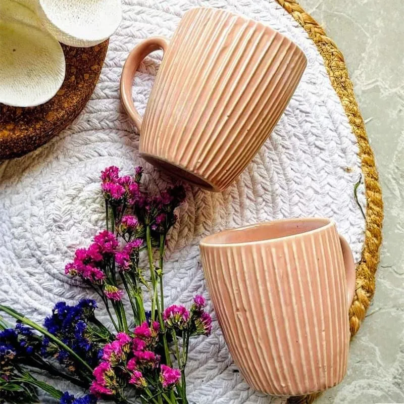 Hipashi-Mug-Pink-Set-Of-Two Ceramic Coffee Mug (300 mL Each) - Set of Two media 3