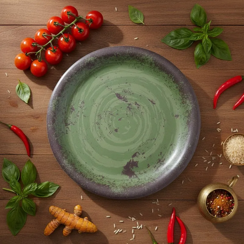 Rustic Q Olive Green Melamine Quarter Plates - Set of Six - 3