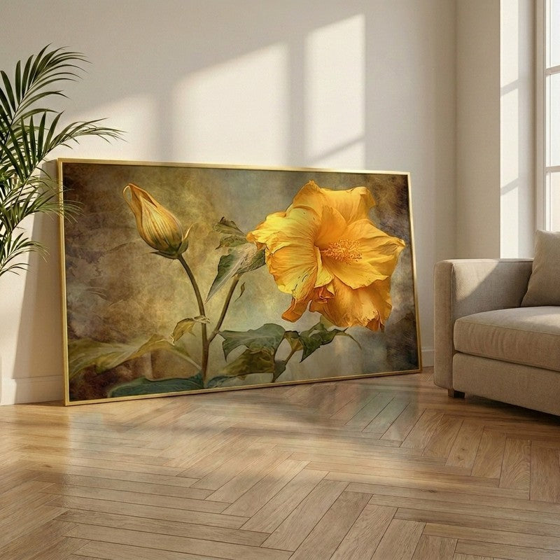 Sunlit Petal Canvas Wall Painting With Frame