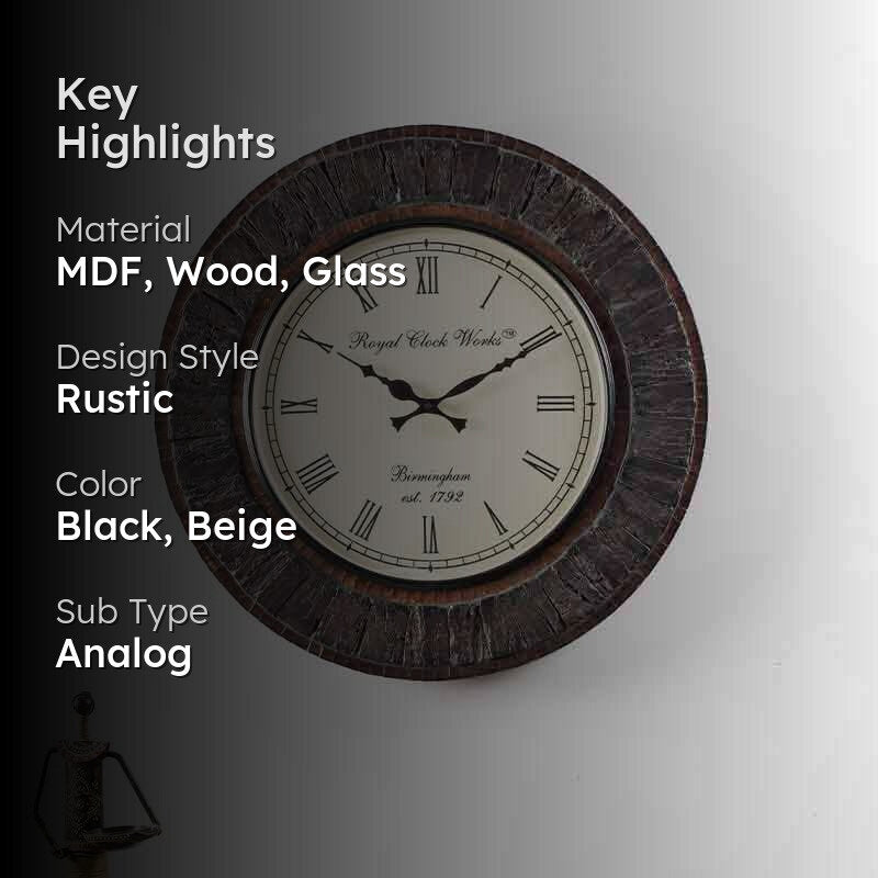 Earthy Rhythm Wooden Wall Clock media 2