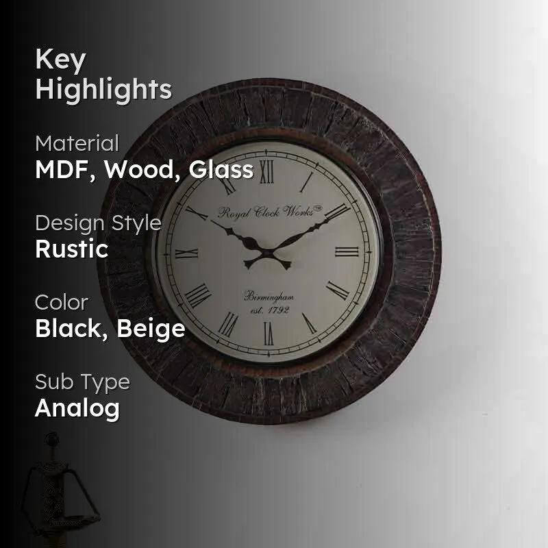 Earthy Rhythm Wooden Wall Clock media 2