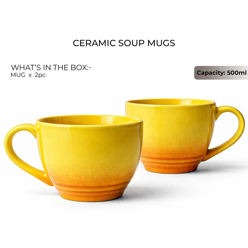 Whimsi Ceramic Coffee Mug (500 mL Each,Yellow) - Set Of Two media 3